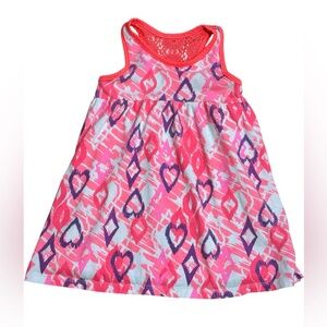 Peanut & ollie Colorful Sleeveless Dress with Abstract Design 3T color Pink